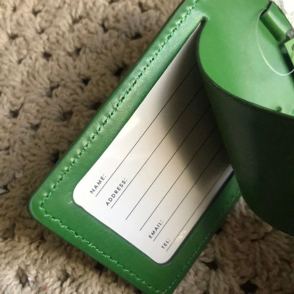 Kate Spade Green Luggage Tag with Gold Buckle - Where to next?
